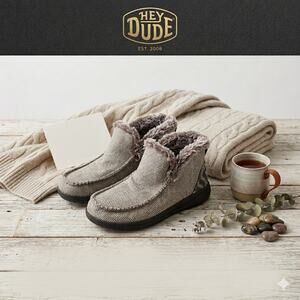 Hey Dude Denny Herringbone Ankle Boot - Women’s Size 11 Grey